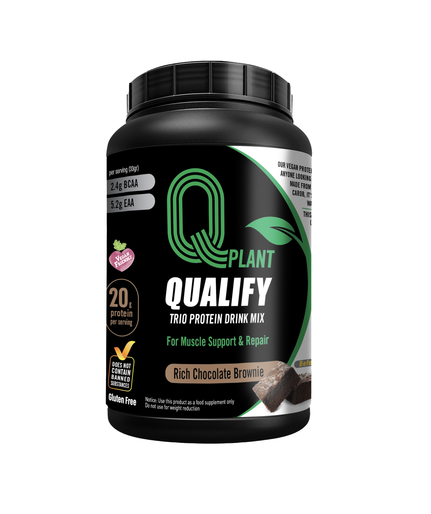 QPlant Trio Rich Chocolate Brownie Protein Drink Mix