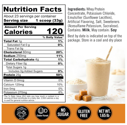 Salted Caramel Flavored Whey Protein Drink Mix